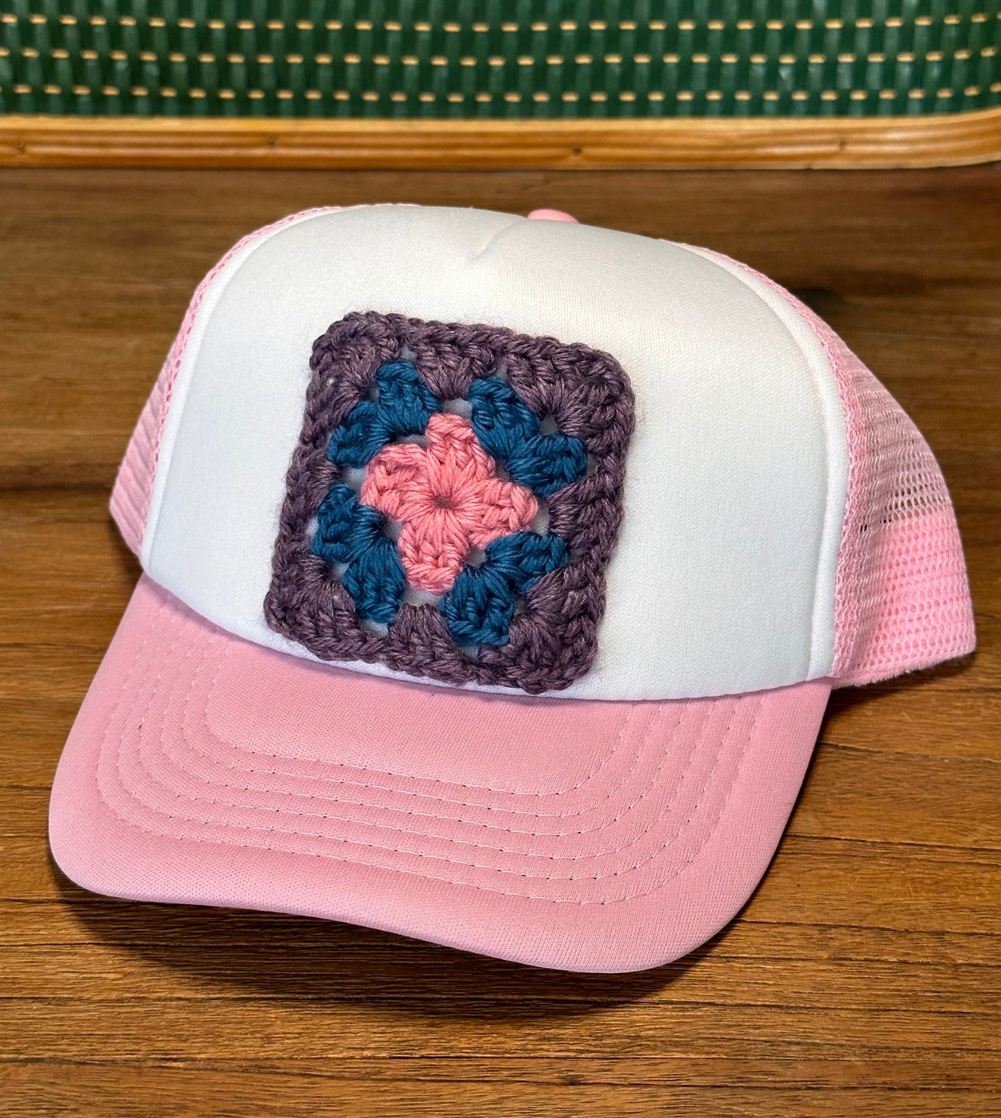 YOUTH Pale Pink Hat - Purple, Teal, Pink Square