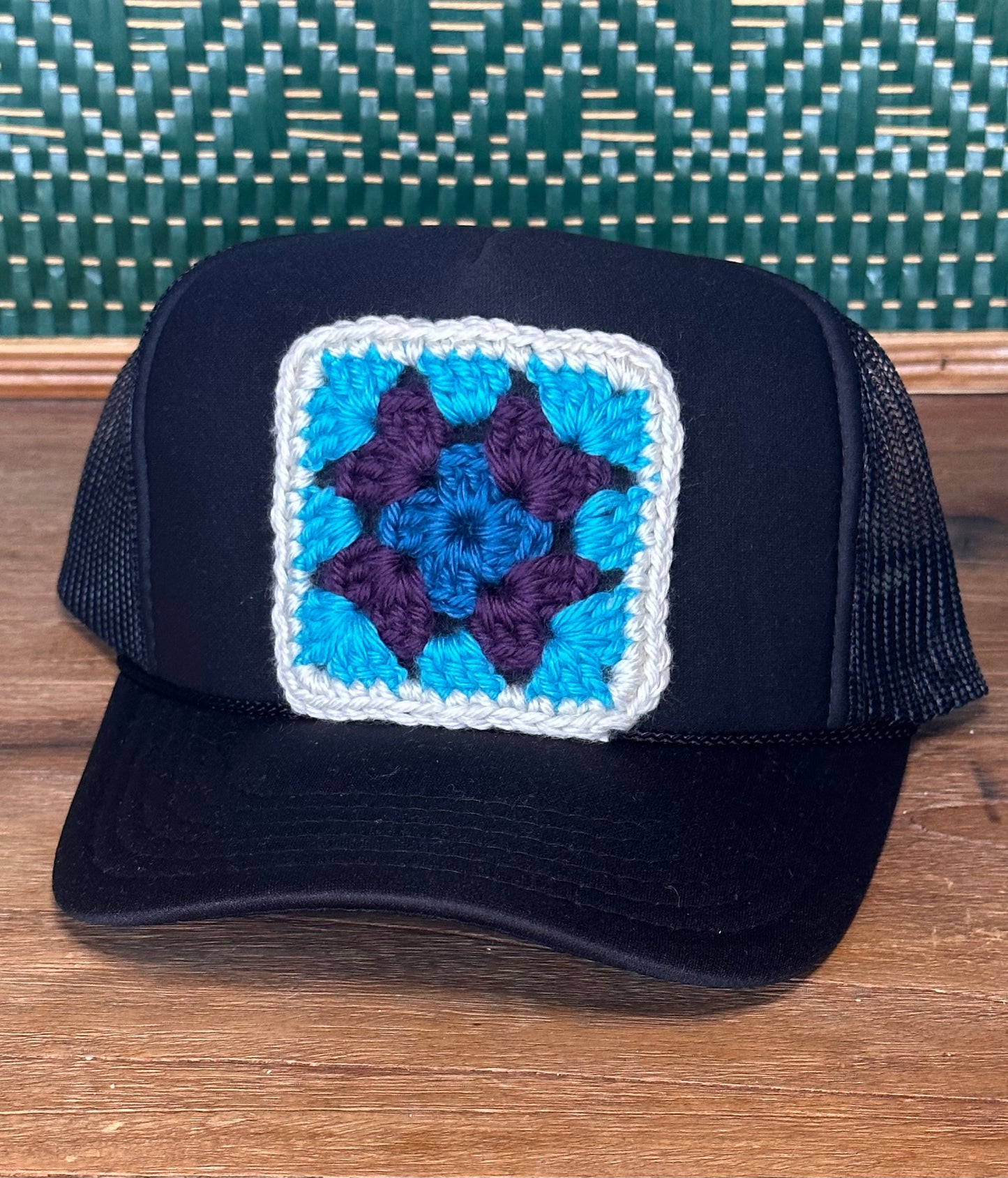 Black Hat - Light Blue, Plum, Blue Square