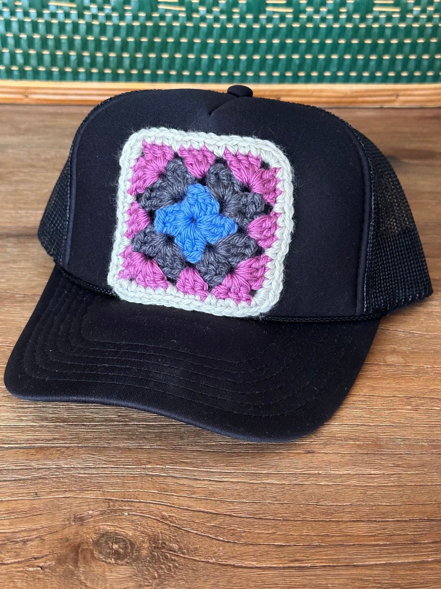 Black Hat - Pink, Grey, Blue Square