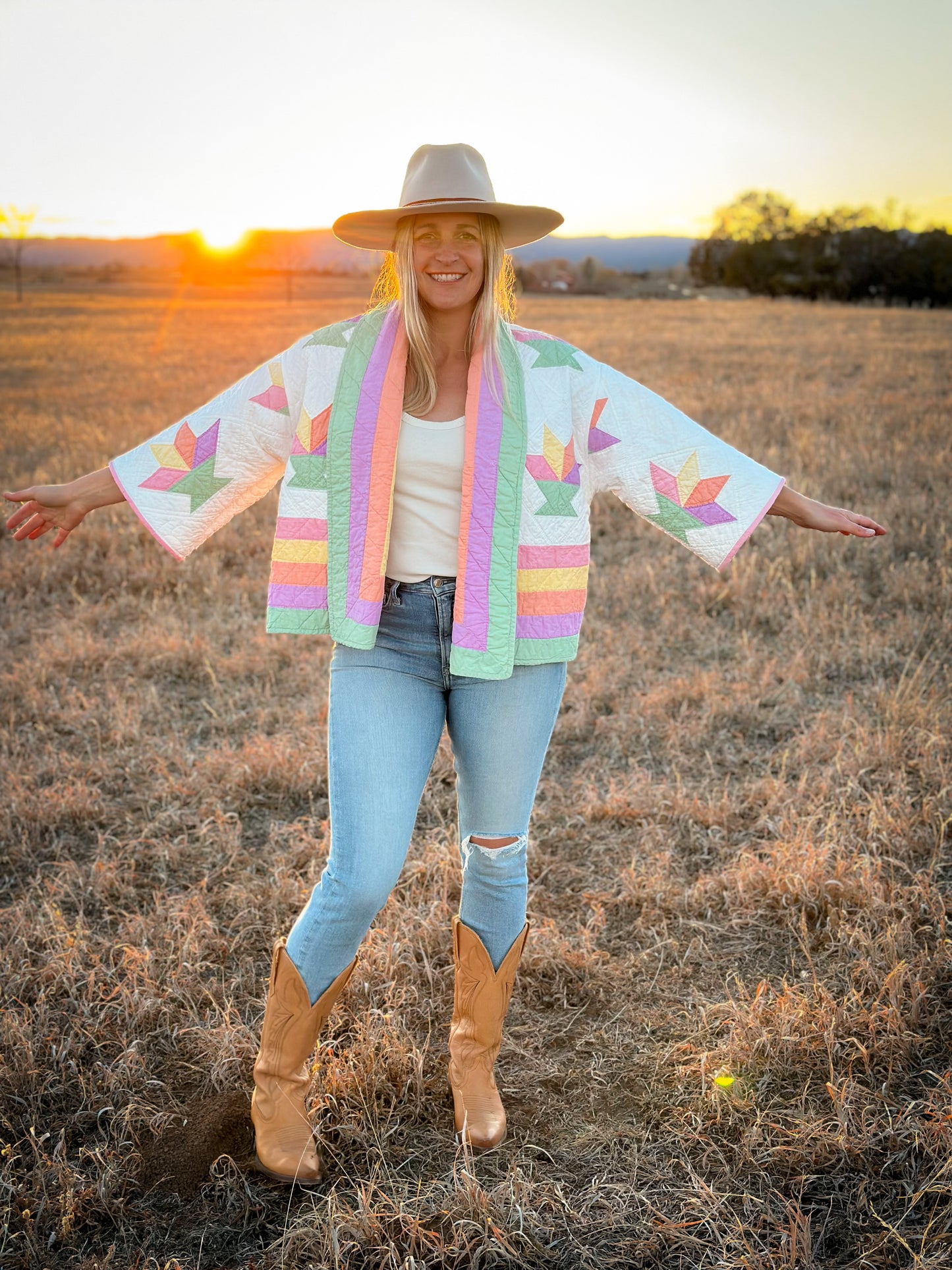 Spring Flowers Shawl Coat