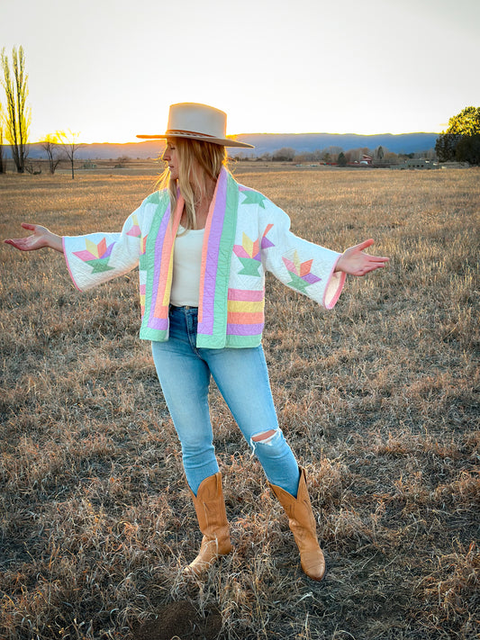Spring Flowers Shawl Coat